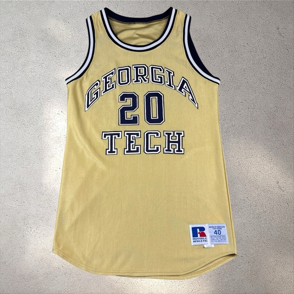 Vintage Georgia Tech Basketball Team Issue Game Jersey 90s Gold USA Sz 40